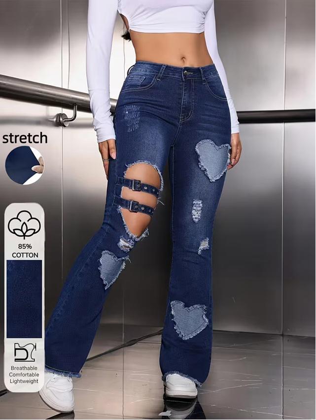Jeans High Waist Urban Ripped Blue - Image 3