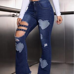 Jeans High Waist Urban Ripped Blue