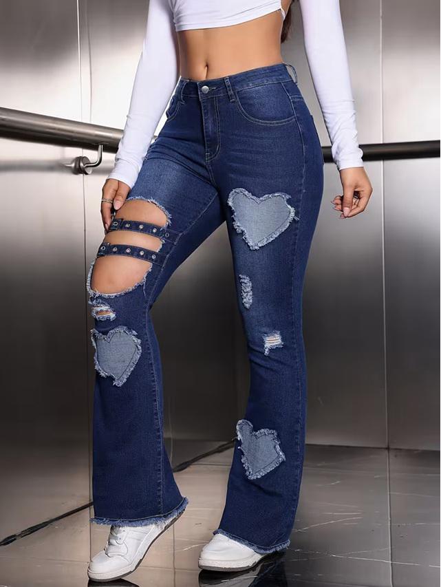 Jeans High Waist Urban Ripped Blue