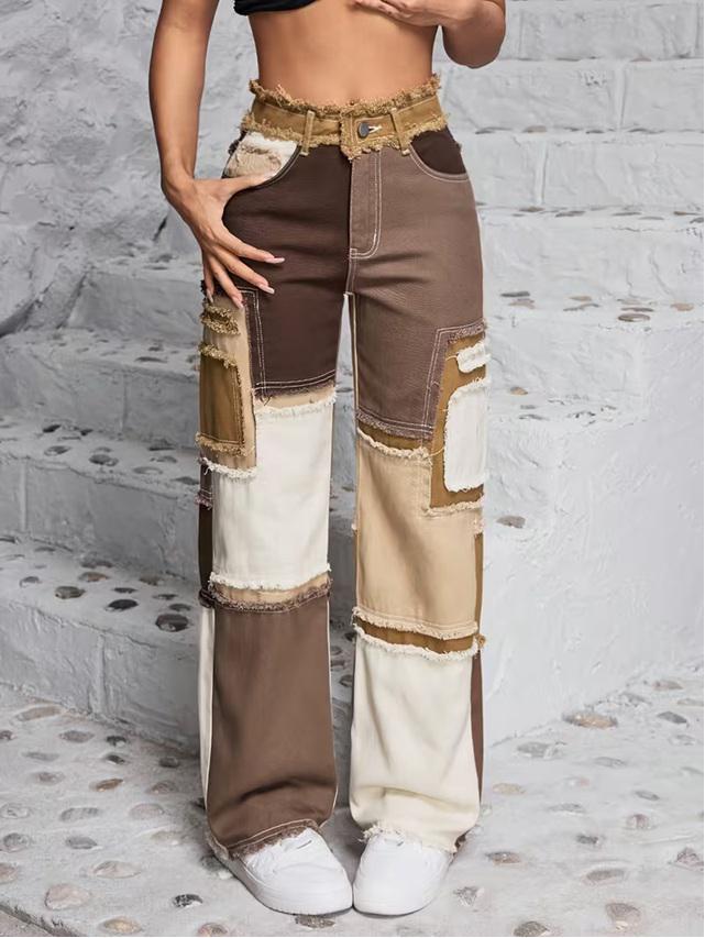 Jeans High Waist Nude Mix Fashion