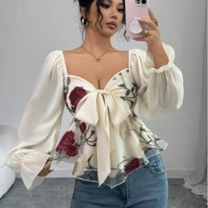 Blusa Blanca Moña Chic Elegance
