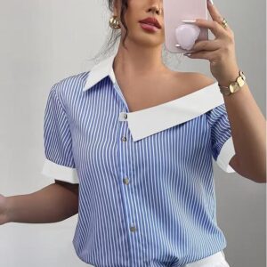 Blusa Azul Semi Formal Classic Chic