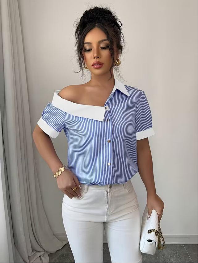 Blusa Azul Semi Formal Classic Chic - Image 2