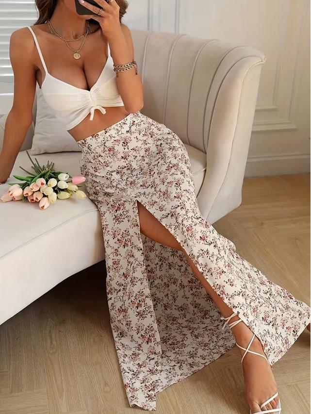 Falda Blanca Elegant Print Luxe