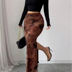 Falda Larga Café Elegant Flow