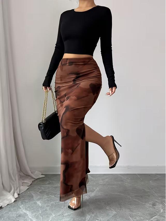 Falda Larga Café Elegant Flow