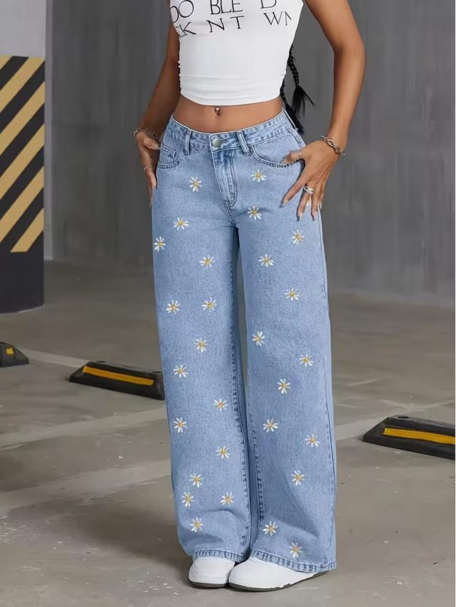 Jeans Celeste Floral Denim Style