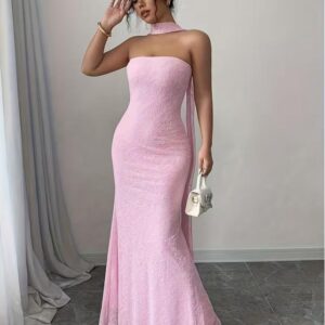 Vestido Largo Rosé Glamour